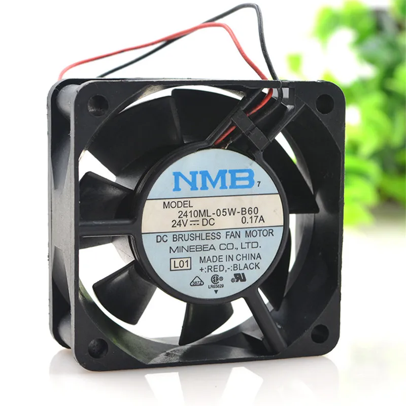 For NMB 2410ML-05W-B60 DC 24V 0.17A 3.12W 5300RPM 6cm 6025 60x60x25mm Axial Flow Cooling Fan