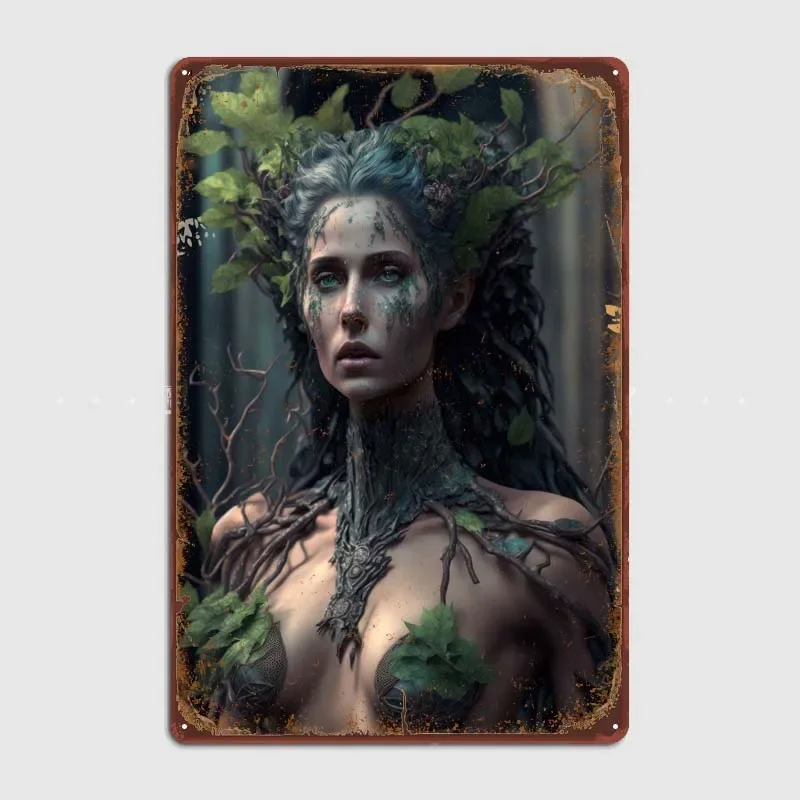 Cyberpunk Dryad Decoration Wall Art Mural Custom Metal Signs Retro Tin Sign Decorating for Pub Club Garage Game Room Poster Home