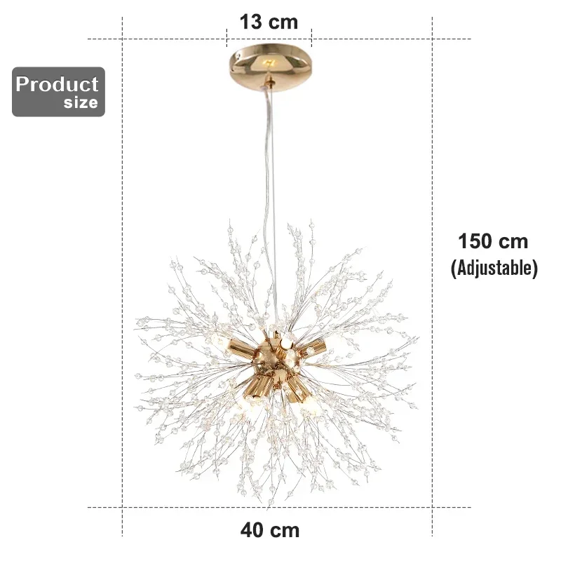 Crystal Lighting Pendant Lights Cristal Nordic Lamp LED Hanging Restaurant Bedroom Dandelion Pendant Lamp Living Room Decoration