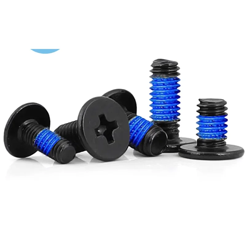 M4M5M6 black carbon steel phillips thin flat head anti-loose shakeproof paint treatment spot blue glue screw1178