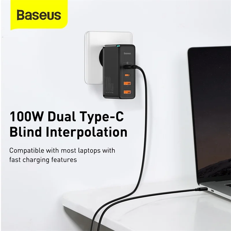 Baseus 100W GaN USB Type C Charger PD QC Quick Charge 4.0 3.0 Type-C Fast Charging For iPhone 14 13 12 Xiaomi Macbook Pro Laptop