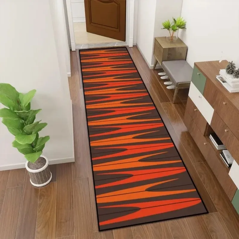 VIKAMA Non-slip Mid Century Modern Runner Rug, Orange Brown for Hallway Entryway Decor