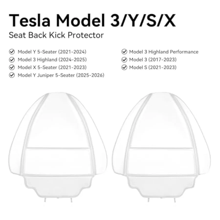 2 Pack Leather Seat Back Protector Custom for Model Y/3 Model S/X Accories Includes 2025 2026 Model Y and 2024-2026 Model 3 Hig