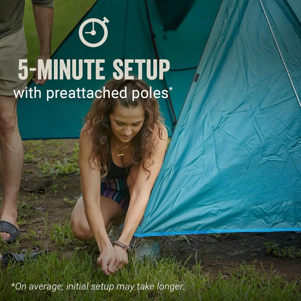 Camping Tent, Weatherproof Tent with Rainfly, Carry Bag, Storage Pockets, and Ventilation, Sets Up in 5 Minutes