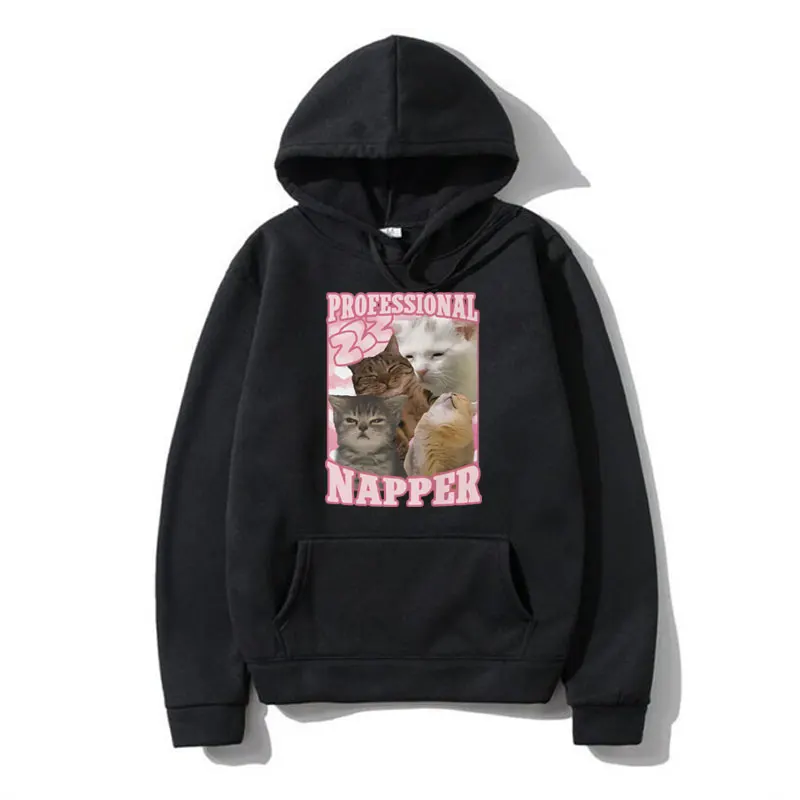 

Professional Napper Funny Cat Meme Hoodies Men Women Fashion Kawaii Aesthetic Harajuku Sweatshirt Oversized Streetwear Pullover