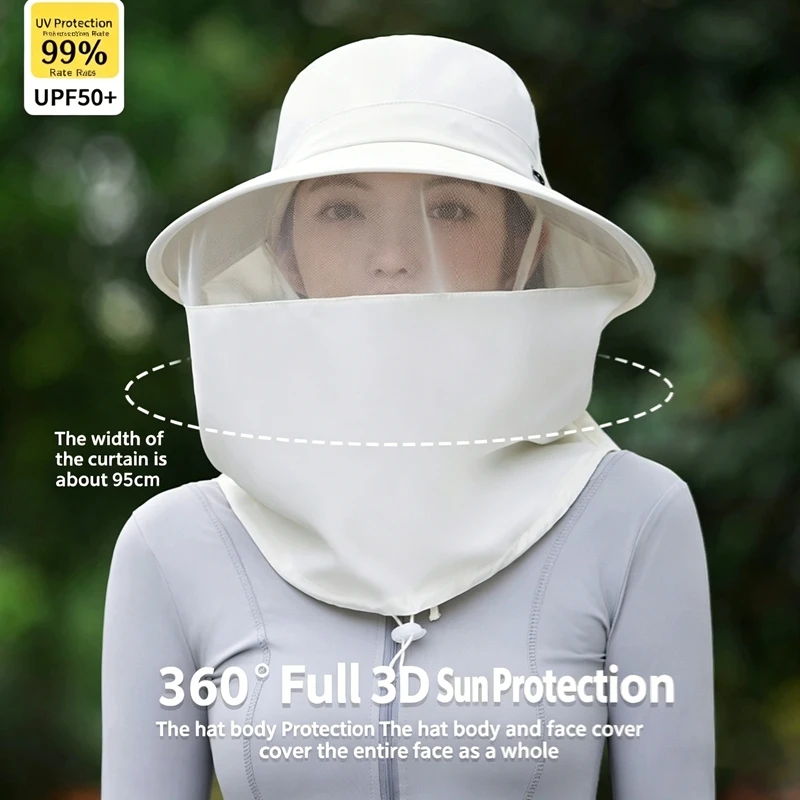 Outdoor Sun Protection Insect Prevention All-round Protection Sun Hat Summer Face Covering Women's Sun Hat Camping Hiking Hat