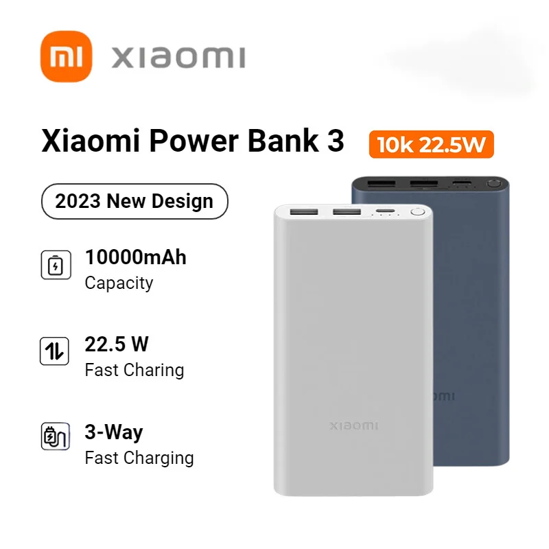 

Внешний аккумулятор Xiaomi Power Bank 3, 10000 мАч, 22,5 Вт, PB100DZM, быстрая двухсторонняя зарядка, портативное зарядное устройство с двумя портами, оригинальный внешний аккумулятор Xiaomi