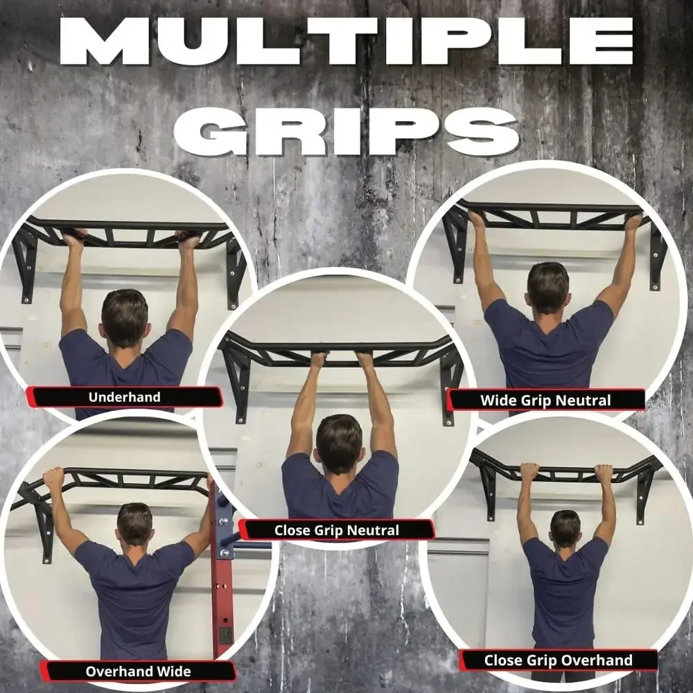 Versatile Wall-Mounted Pull-Up Bar for Home and Commercial Gyms - Multi-Grip Options