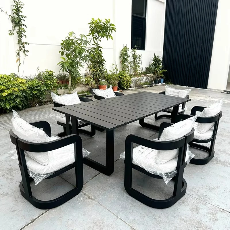 Modern Aluminum Outdoor Dining Set Metal Garden Furniture Including Dining Table Chair for Patio or Courtyard for Hotels
