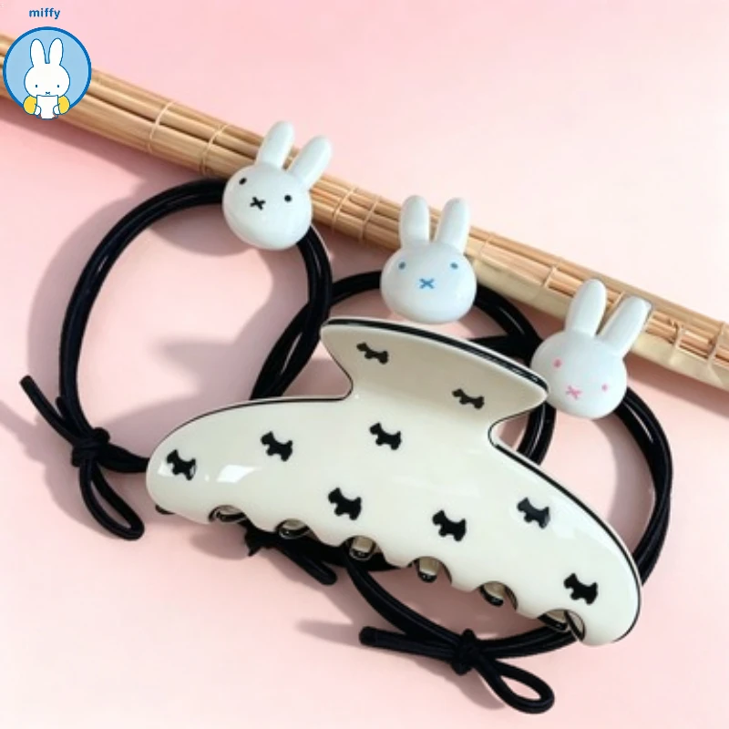Kawaii Miffy Hair Circle Hollow Lovely Shark Hairclip Small Fragrance Wind Simple All Tie-up Hair Clip Headdress Female