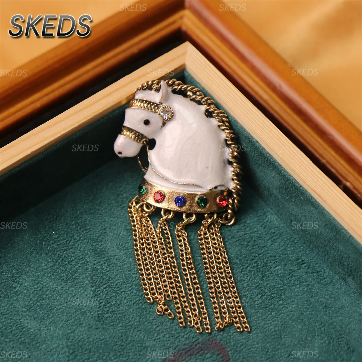 SKEDS Gemischte Vintage-Tierbroschen mit Strass-Kristallen, Anstecknadeln in Form von Schildkröte, Elefant, Pferd, Krokodil, Corsage, Damenschmuck, Geschenk – Detail 5