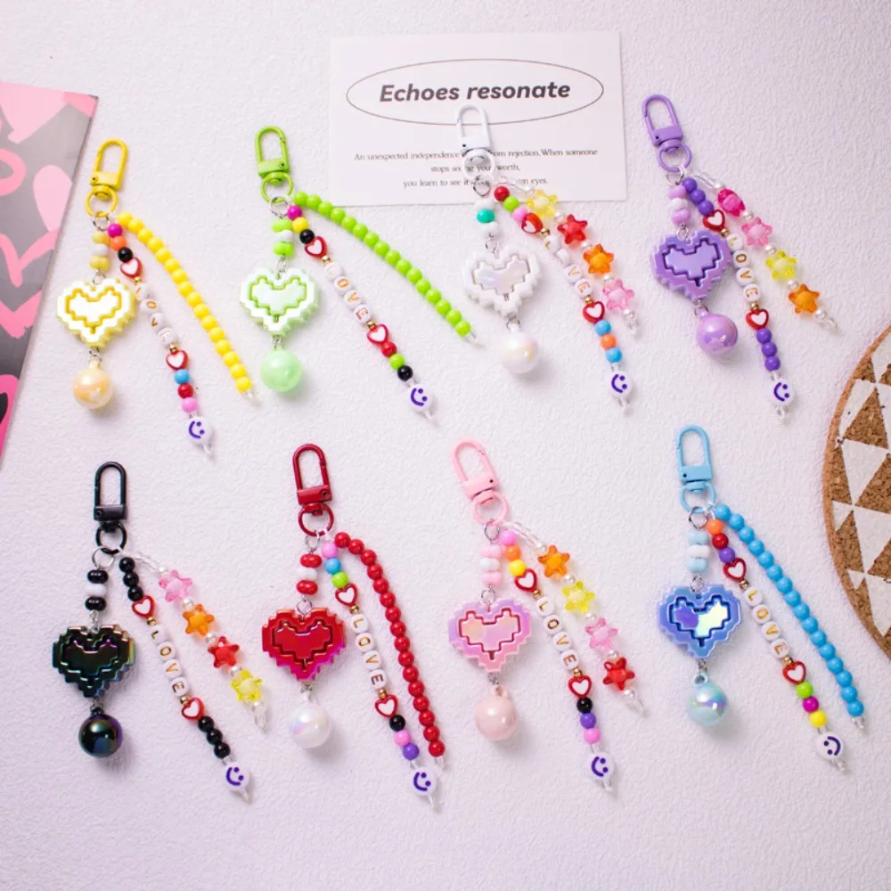 

Arrival LOVE Heart Car Keychain Sweet Letter Beaded Bag Pendant Student Hanging Ornament Phone Case Decoration Fashion Gift Girl