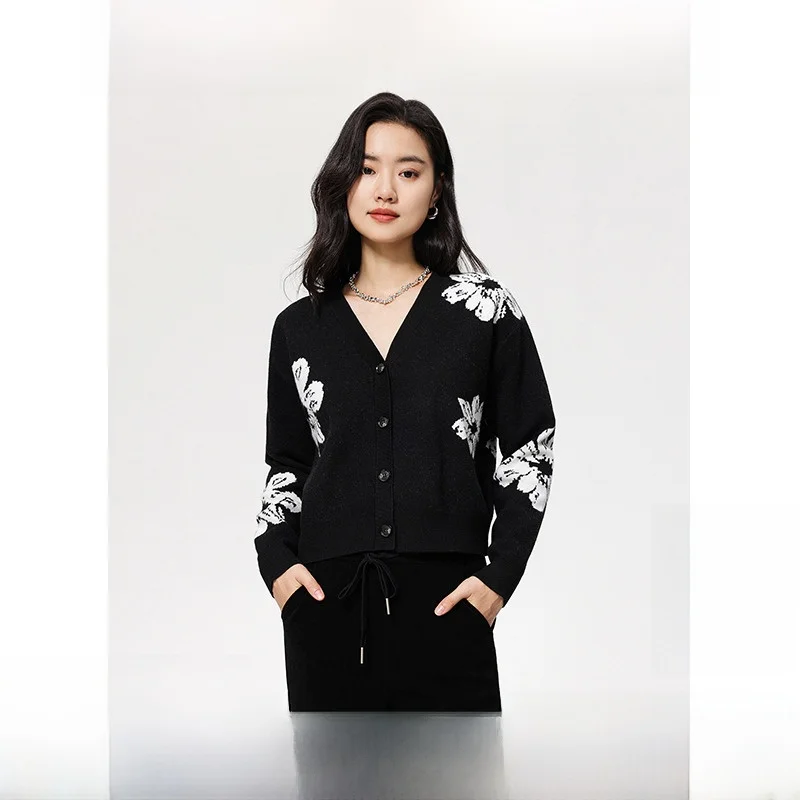 

Вязаный свитер Bla V-Ne, кардиган Peoleo с цветочным узором, дизайн для похудения, зимнее новое поступление, женская мода