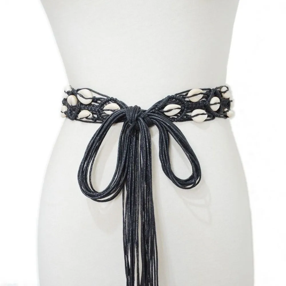 New Small Shell Rope Waist Belt Hollow Tassel Tie Strap Waist Chain Cotton Waistband Women