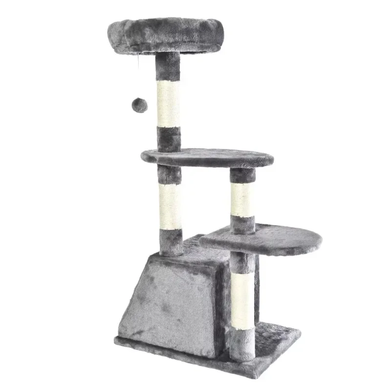 Medium sized pet climbing, scratching cat, perched house hammock cat tower