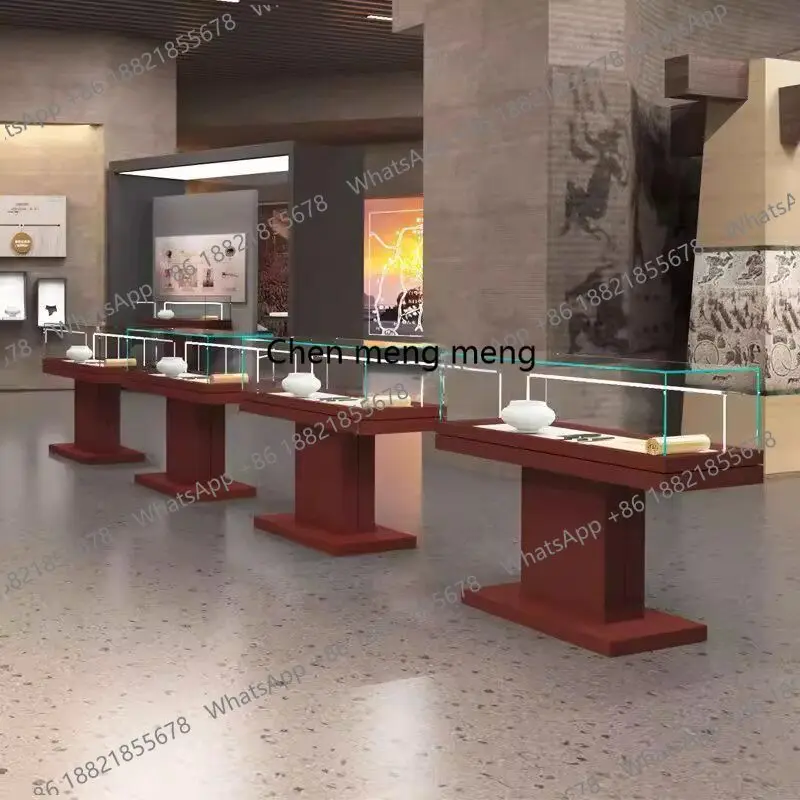 

Modern High-end Museum Display Cabinet French Designer Jade Jewelry Glass Showcase Minimalist Commercial Furniture