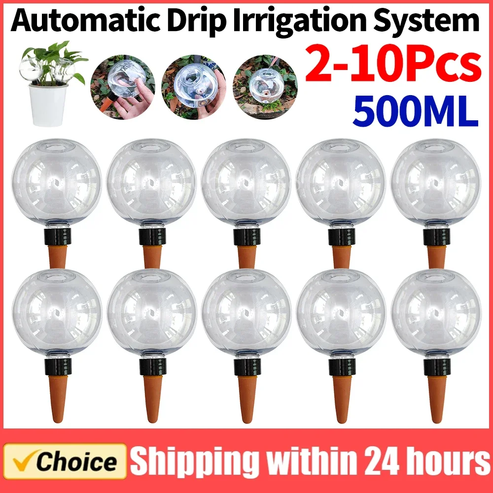 2-10Pcs Automatic Drip Irrigation System 500ML Self Watering Plant Watering Bulbs for Garden Flower Plants Watering Balls Device