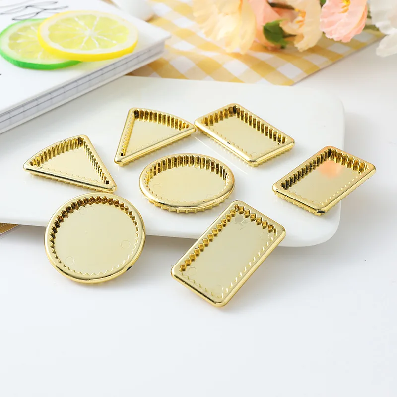 Dollhouse Golden Dish Tray Model Dollhouse Miniature Kitchen Food Plates Dolls House Decoration Accessories 10pc/lot