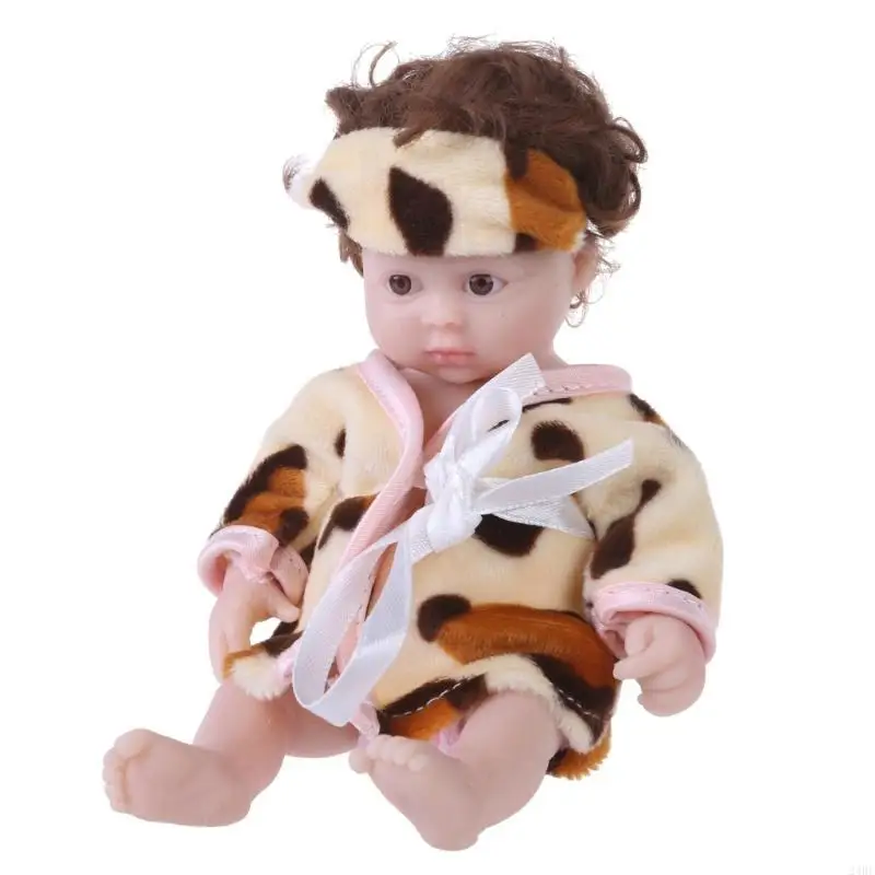 

24BE Silicone Girl Doll Life Like Toy Caucasian Girl Doll Toddlers Reborns Toy 16cm
