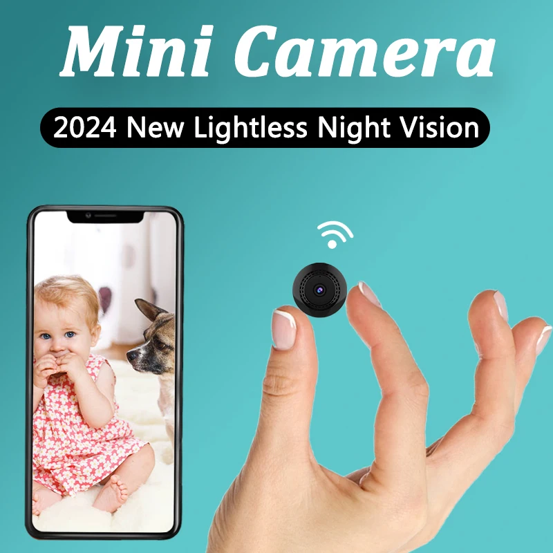 2024 New Mini IP Camera Smallest Wireless WiFi Cam HD 1080P Remote Portable Security CCTV Nanny Baby Phone APP Room Monitor