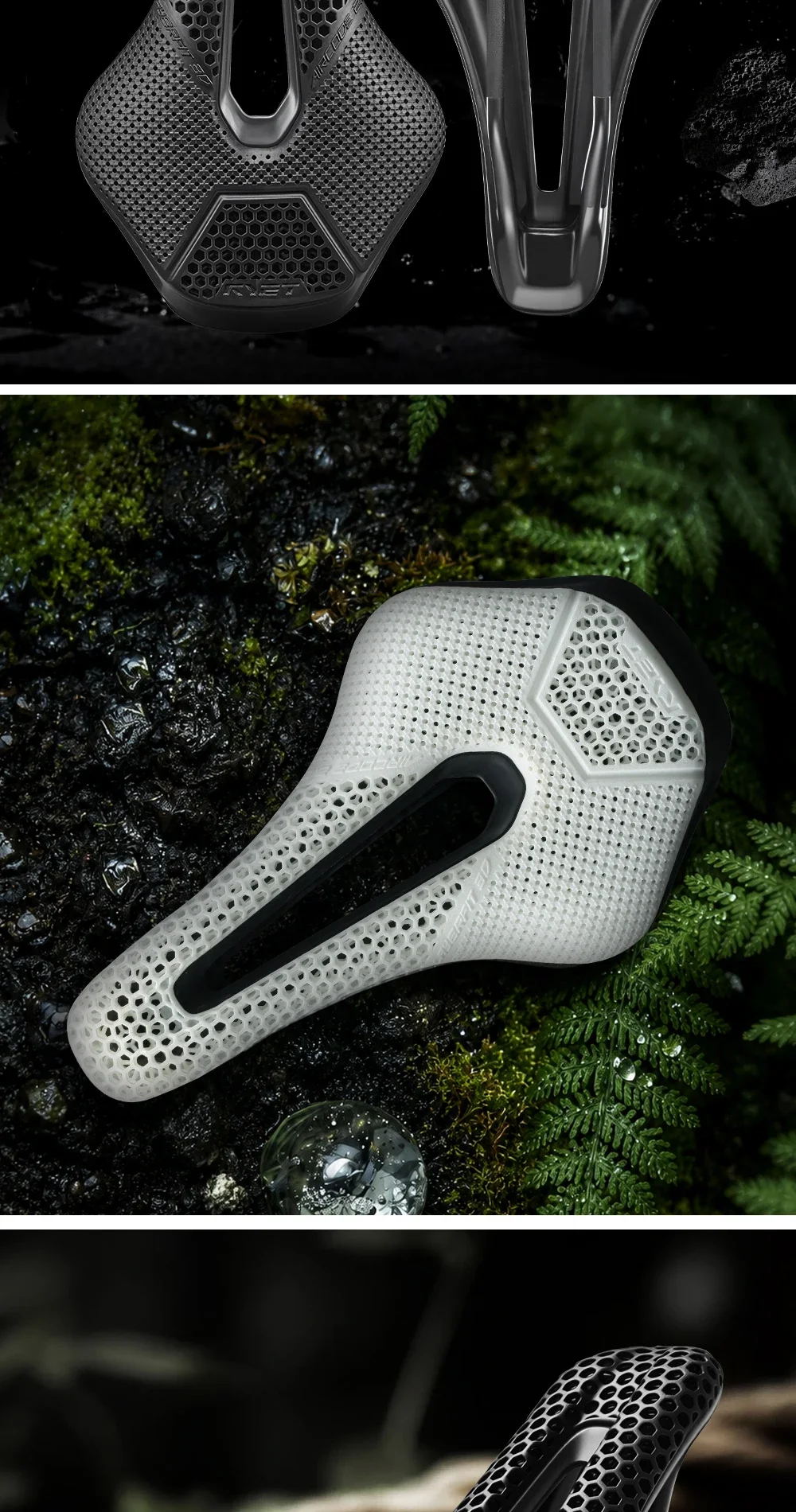 RYET Aircode 2.0 3D-gedruckter/VCM-Sattel 160-169g 255x150mm 7x9mm Schienen-Ausschnitt Carbon/Nylon-Basis Rennrad MTB Gravel Sitz – Detail 11