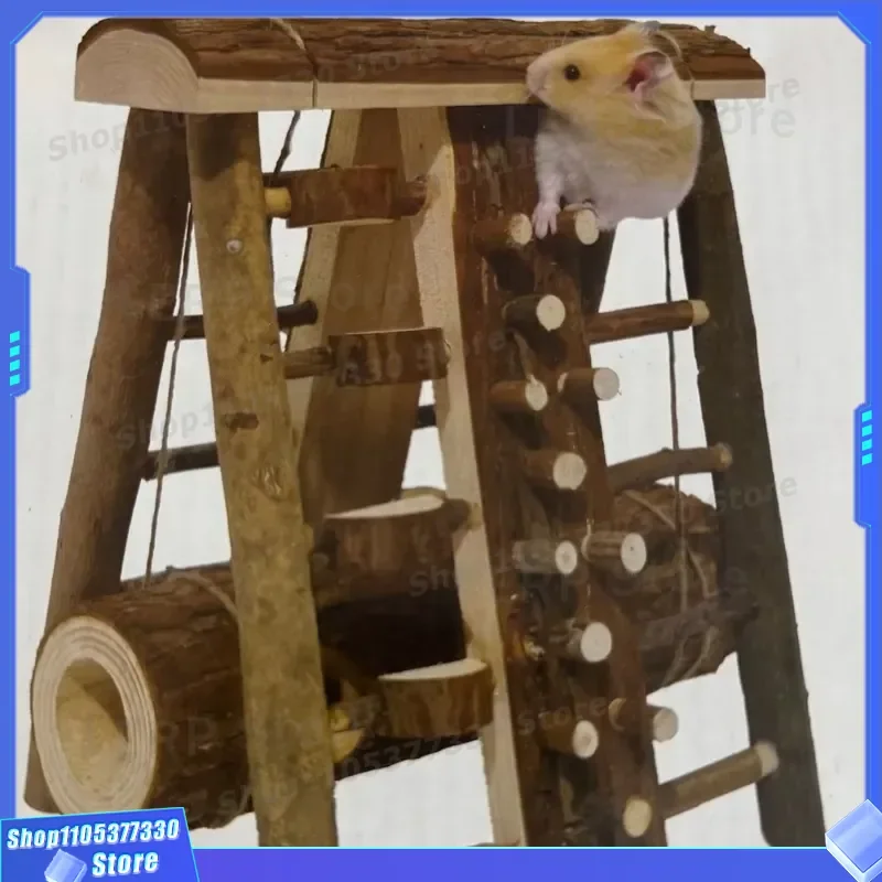 Natural Wool Hamster Climbing Ladder Teeth Cleaning Toy Suspension Bridge Swing for Syrian Golden Retriever Small Pet Cage