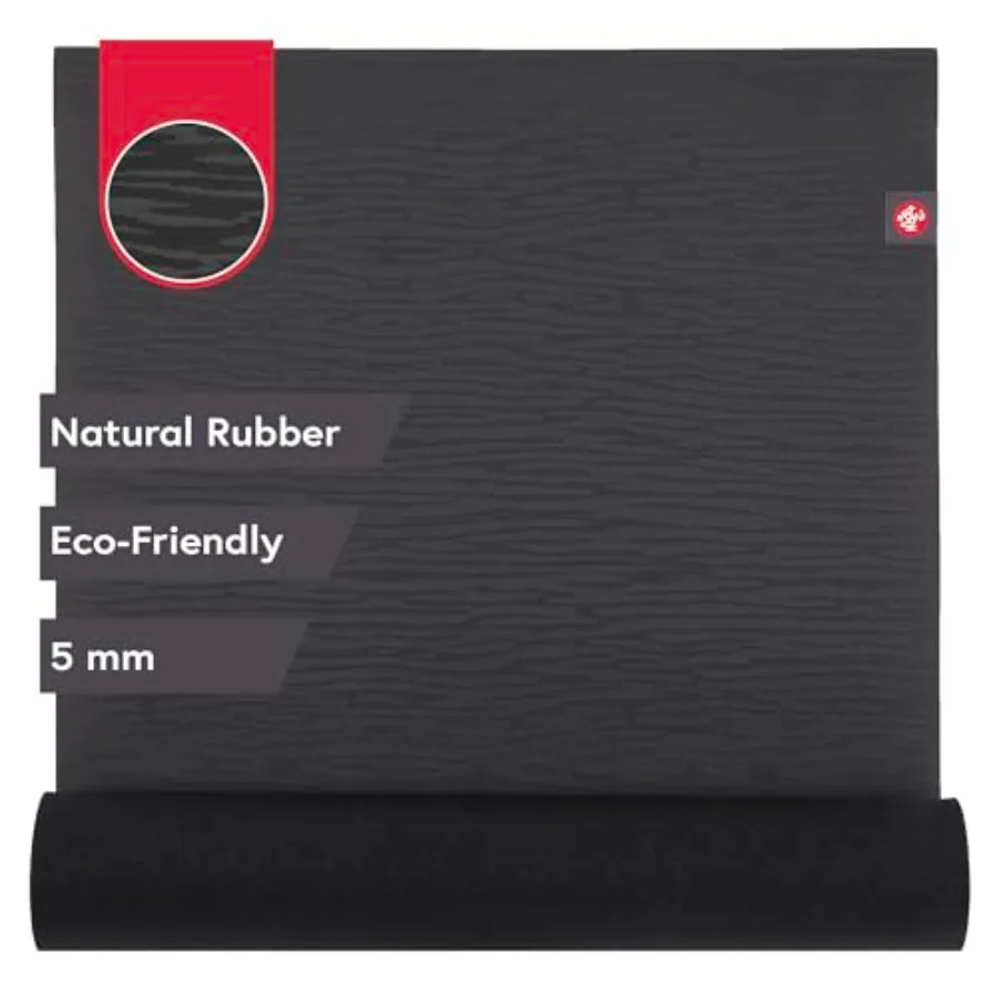 

eKO Yoga Mat - 5mm Natural Rubber Eco-Friendly Soft Textured Surface Natural Next-to-Skin Feel