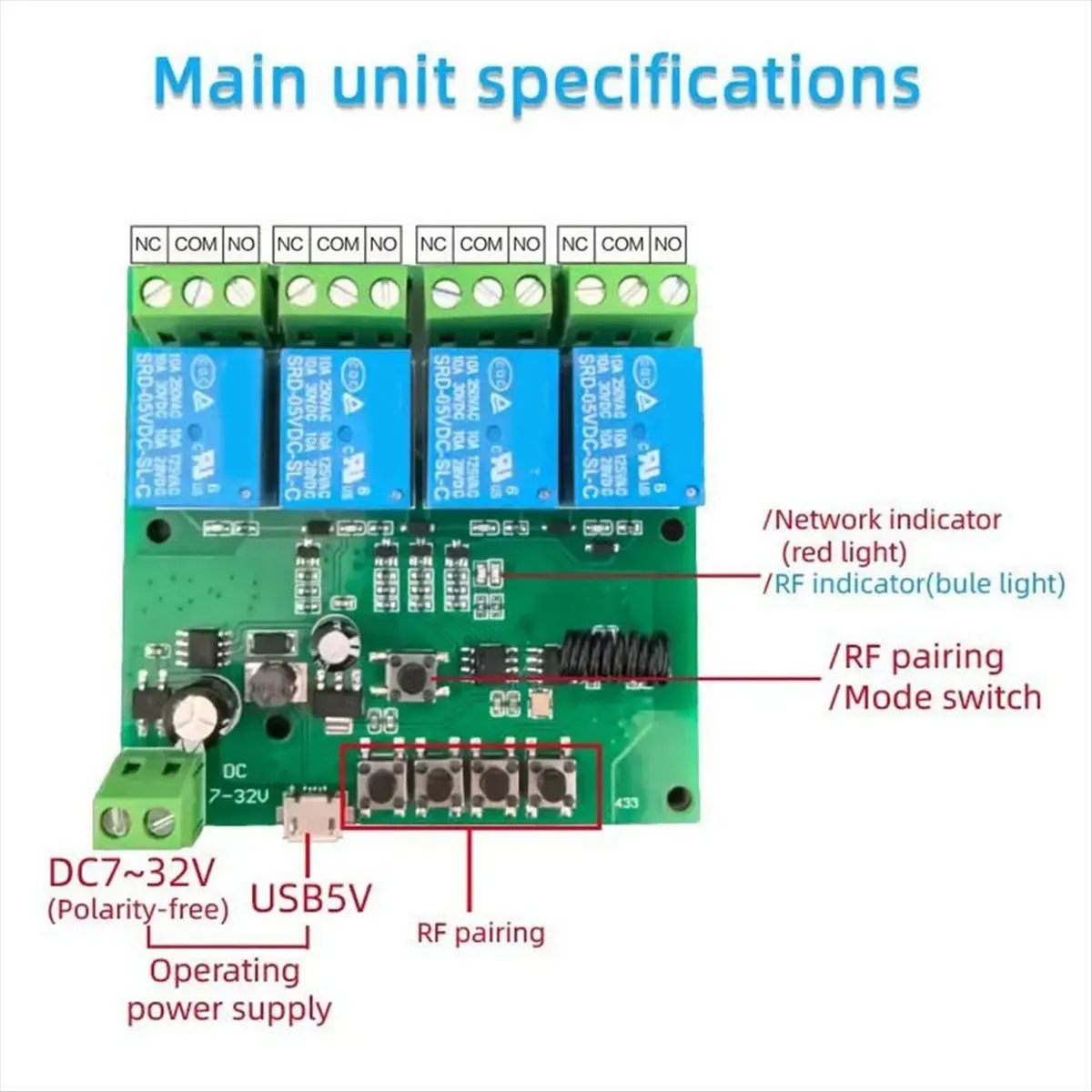 A74U EWelink Smart RF Switch 4CH Inching/Self-Locking Controller 433MHZ Remote Controlled Camera Real Time Monitoring