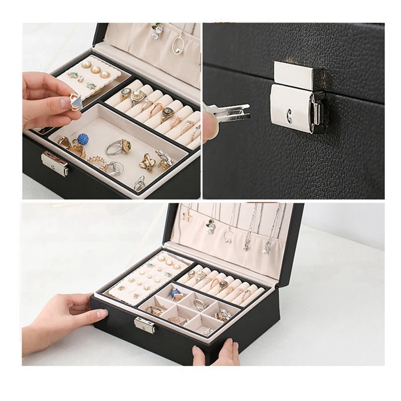 New Jewelry Packaging Box Necklace Ring Display Earrings Storage Casket High Grade Leather