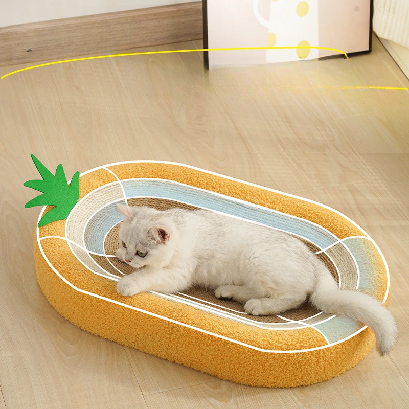 OvalCute Cat Scratcher Bed Oval Sisal Cat Scratching Board Cat House Cat Scraper Round Cat Scratcher for Cats Pet Supplies