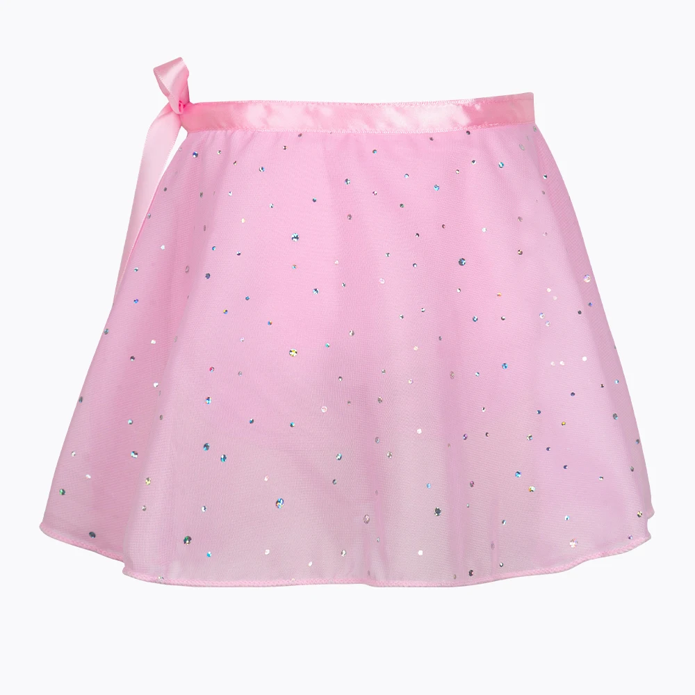 Girls Ballet Skirt Dance Wrap Skirt Chiffon Sparkly Tutu Dresses Adjustable Dancewear Skirt Ballerina Dance Clothes