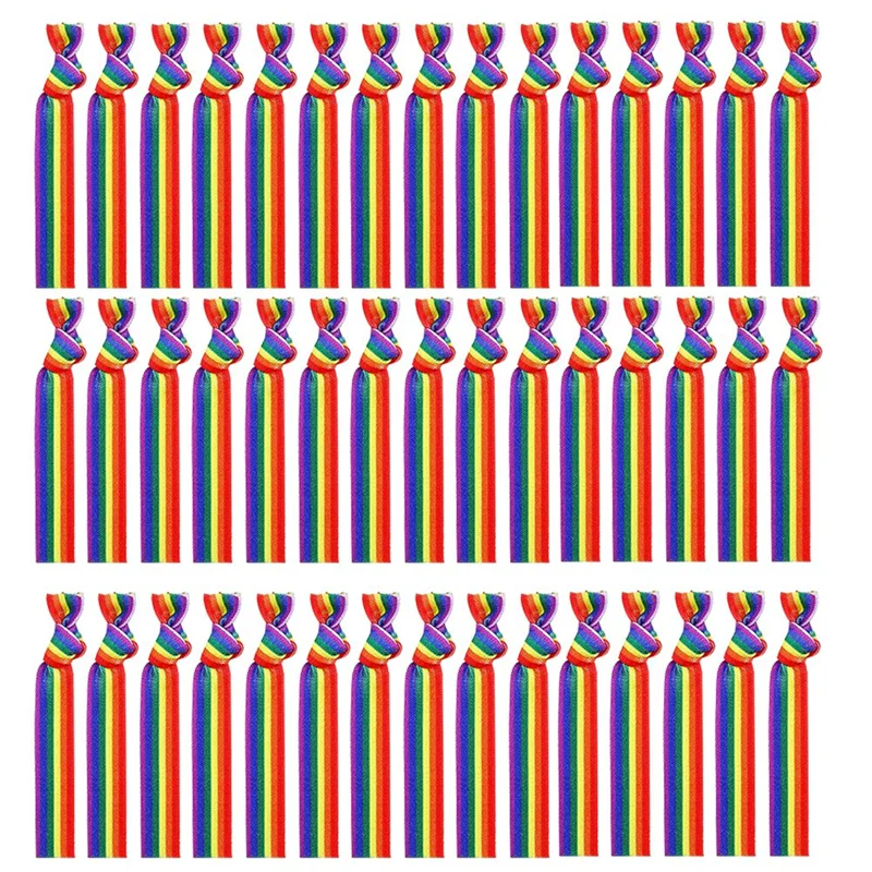 100PCS Pride Month Unisex Rainbow Bandana Gay Pride Handkerchief Wristband Wrist Band