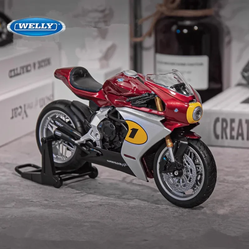 WELLY 1:12 MV Agusta Superveloce Ago Diecast Alloy Racing Motorcycle Model Metal Simulation Street Motorcycle Model Boys Toys