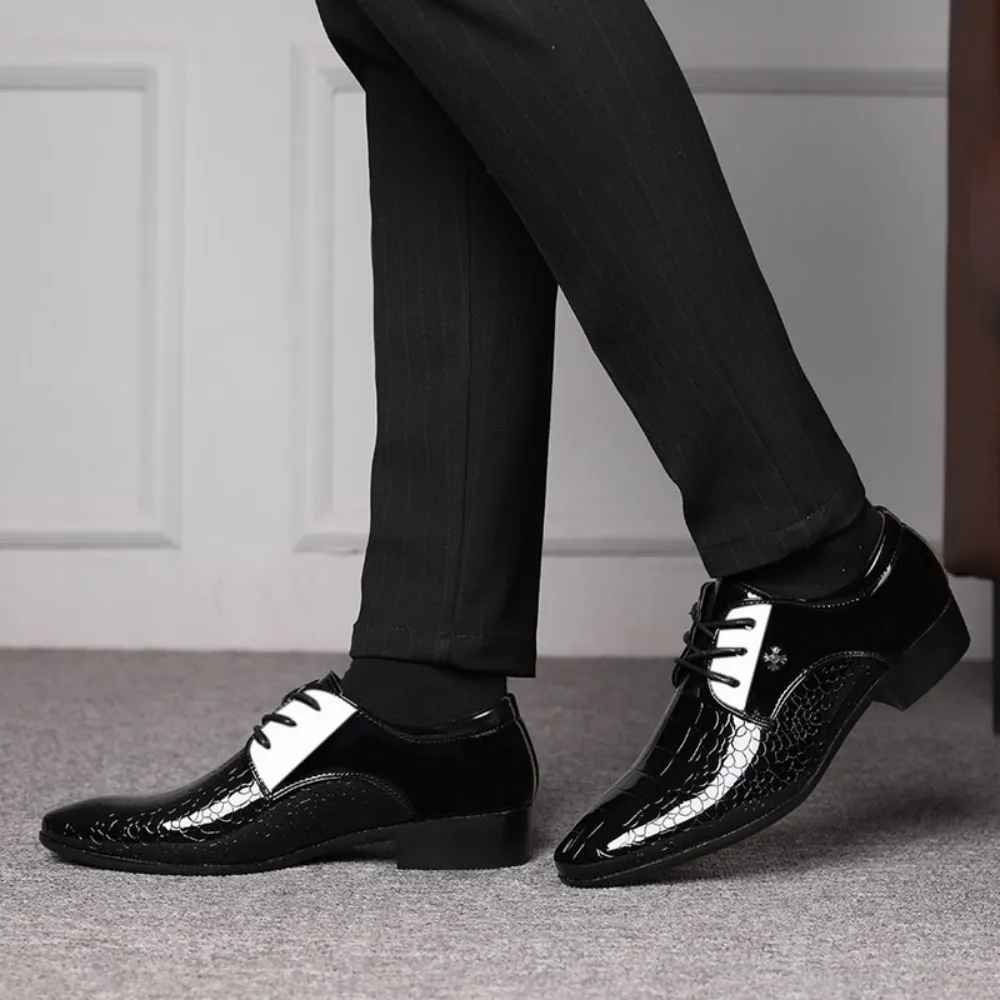 New arrival Men's Dress Shoes Cracked Stripe Classic Formal Business Oxford Shoes Casual Lace Up Mens Derbys Shoes