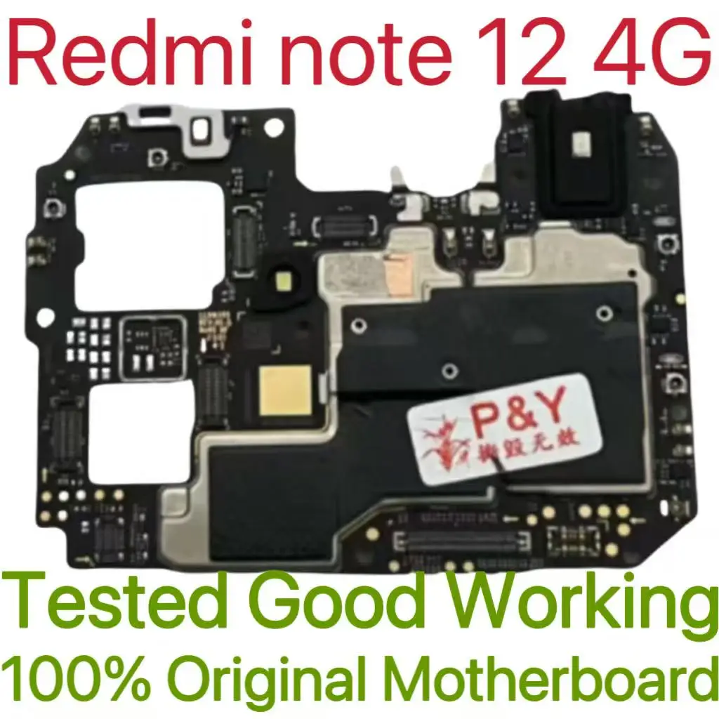 Global Version Original Unlocked Motherboard for Redmi note 12 4G Tested Circuit Plate Main Logic Board for Redmi note 12 4G