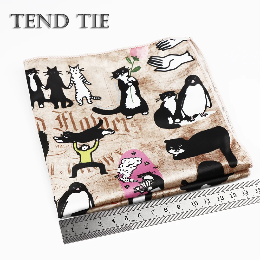 New Graffiti Panda Girl Food Beer Pattern Polyester Pocket Square Scarf Fashion 30x30cm Large Size Fashion Wedding Accessories