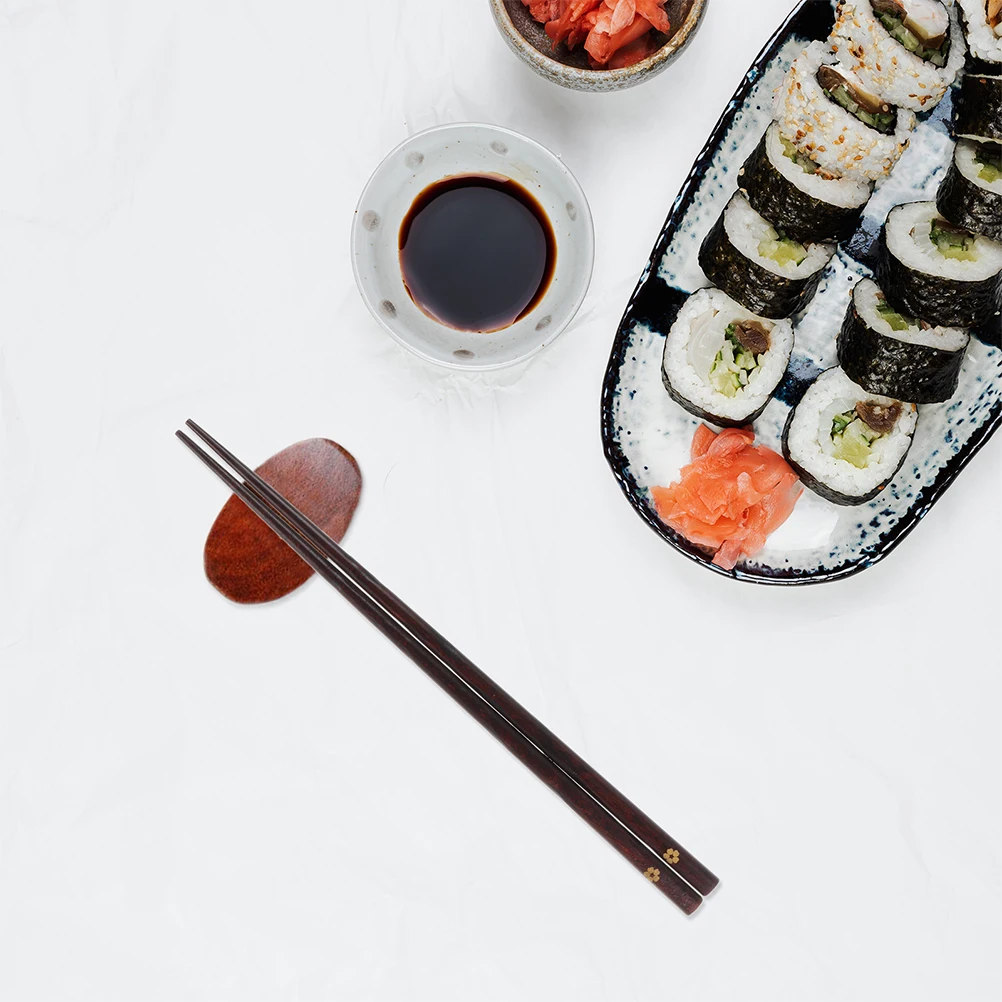 

2 Pairs Japanese Style Wooden Cherry Blossom Pattern Non-Slip Design Natural Wood Reusable Multifunctional Chopsticks For Home
