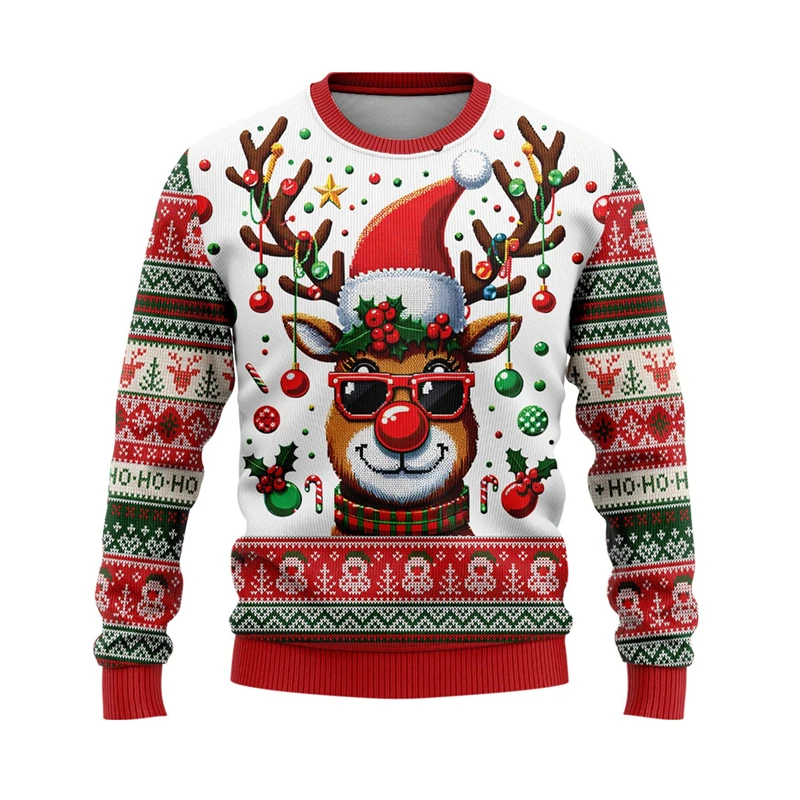 Funny Santa Claus Ugly Christmas Sweaters For Men Funny Animal Graphic Sweatshirts Xmas Holiday Unisex Pullovers men Clothing