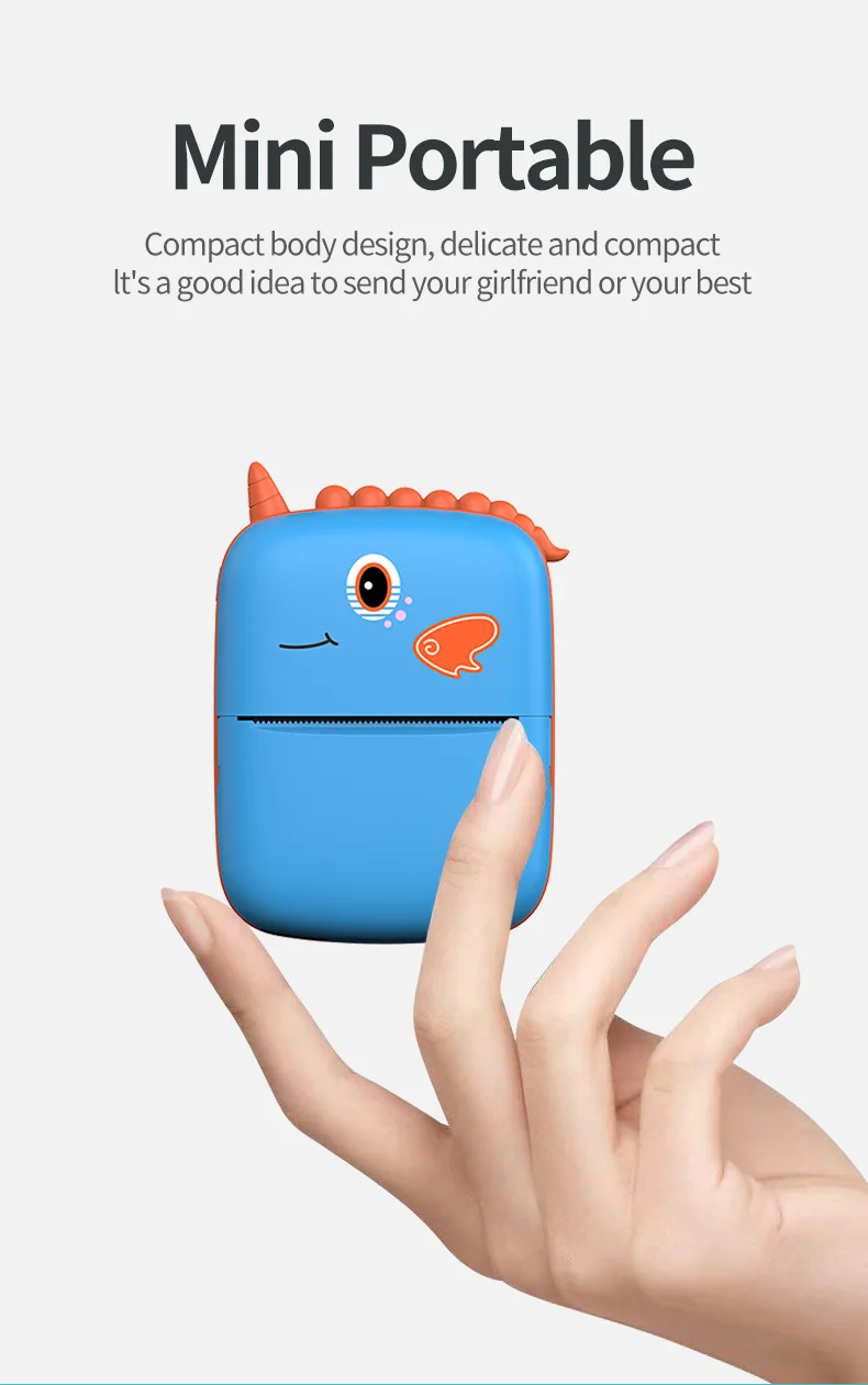 طابعة حرارية صغيرة للأطفال محمولة بدون حبر بلوتوث HD طابعة خطأ مشكلة مذكرة علامة طباعة الصور ألعاب الهدايا