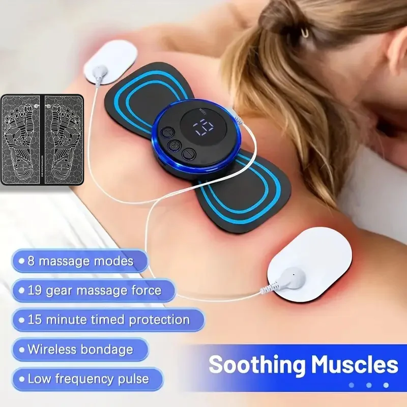 Almofada massageadora elétrica ems para pés, tapete de massagem dobrável, estimulação muscular, alívio da dor, relaxamento dos pés, pescoço, massageador, estimulador muscular