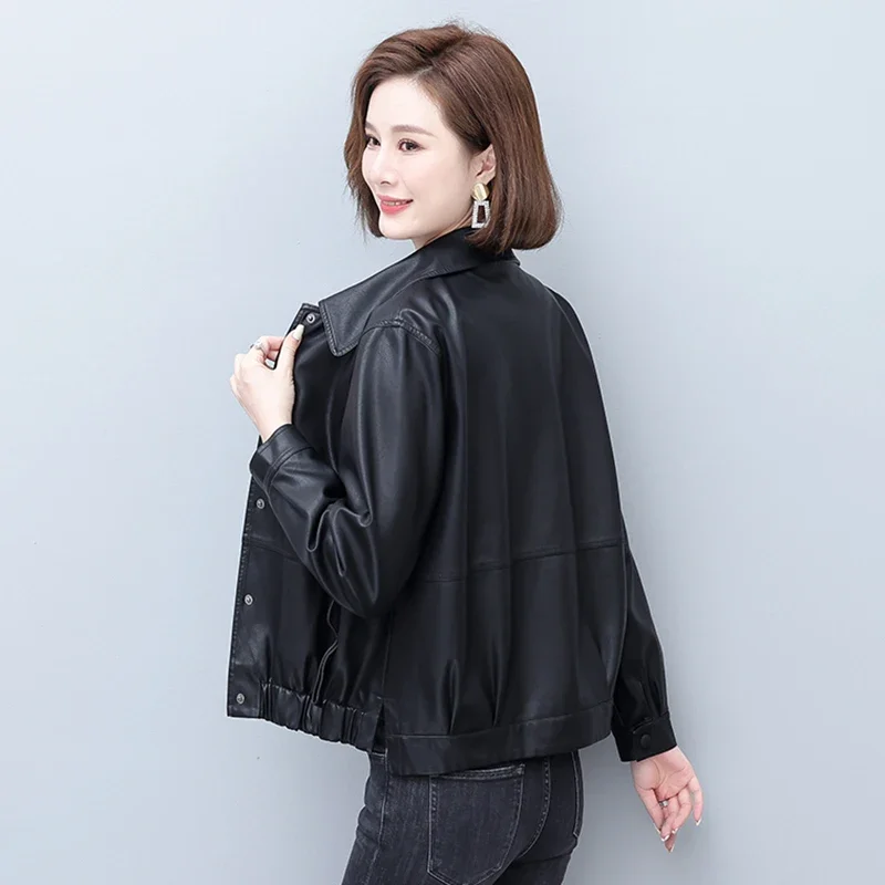 Spring And Autumn Leather Jackets Women Turn-Down Collar Leather Clothing Outwear S-3XL Suede Coats Chaqueta Mujer YTNMYOP