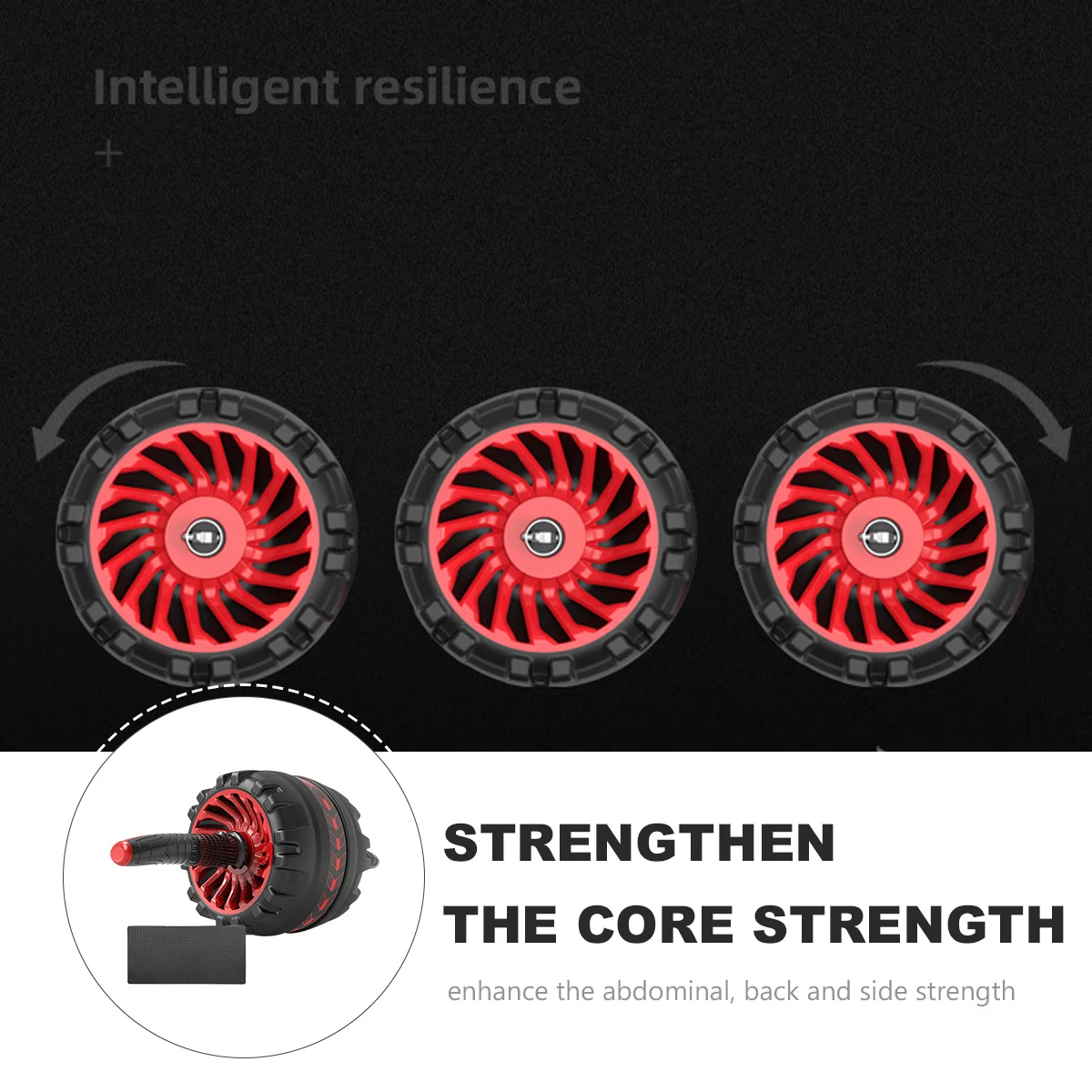 

Abdominal Wheel Thickened Steel Rubber Anti-Slip Exercise Roller For Core Strength Training Abdomen Trainer Mute Workout