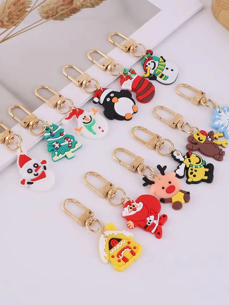 12 Stück PVC-Weihnachts-Schlüsselanhänger, Taschenanhänger, geeignet für Weihnachtsferien, kleine Geschenke, Geschenke für die Schulanfangssaison – Detail 2