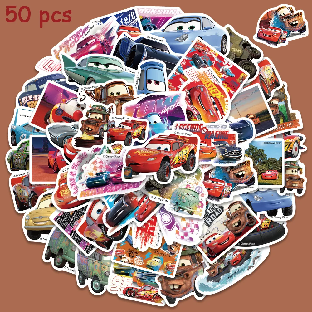 50pcs Disney Cars Lightning McQueen Stickers Aesthetic Graffiti Decals For Kids Laptop Luggage Skateboard Scrapbook Sticker