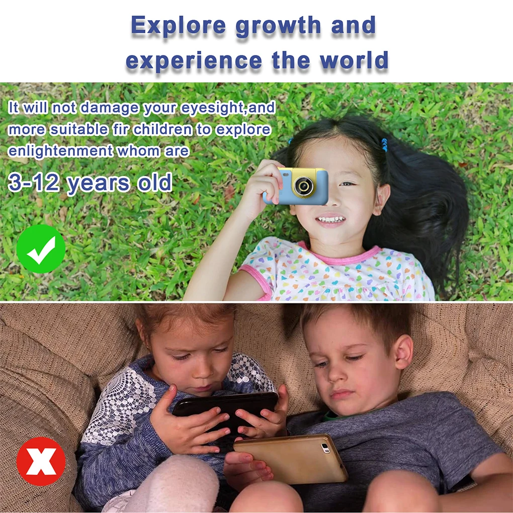 

Kids Camera With 32GB Memory Card Funny Frame Auto Focus 40M Pixels Kids Camera With Turnover Lens blue+32G