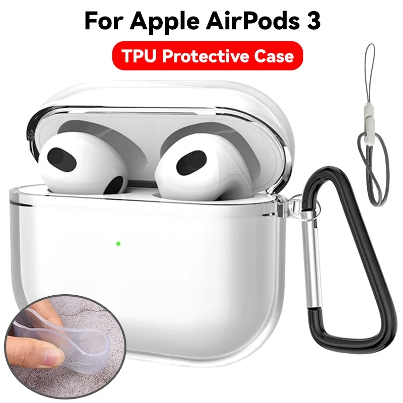 

Защитный чехол для Apple Airpods 3rd с горной пряжкой, чехол для проводной/беспроводной зарядки, мягкий защитный чехол из ТПУ для Airpods 3