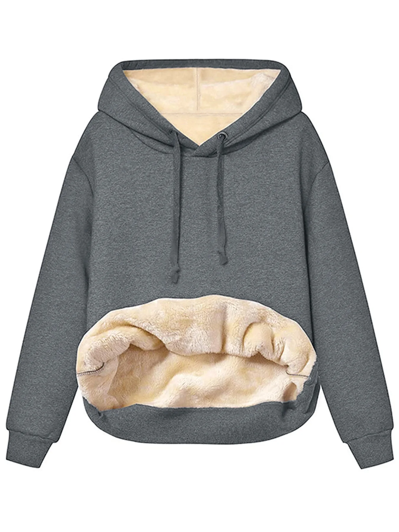 Women's Warm Fleece Lined Hoodie Thick Sherpa Pullover Drawstring Winter Sweatshirt Long Sleeve Multicolor Casual Top