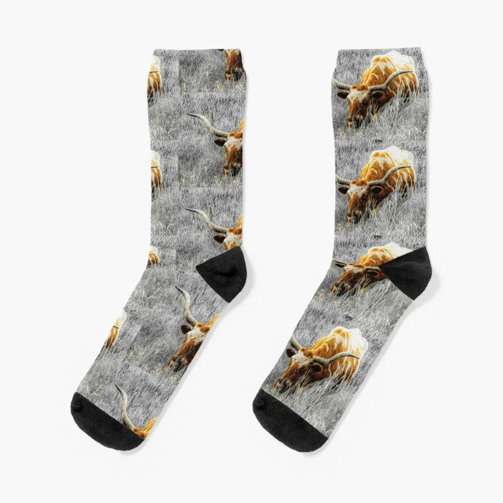 

Here`s The Beef,...Long horn steer(cow) Socks Thermal Socks For Men