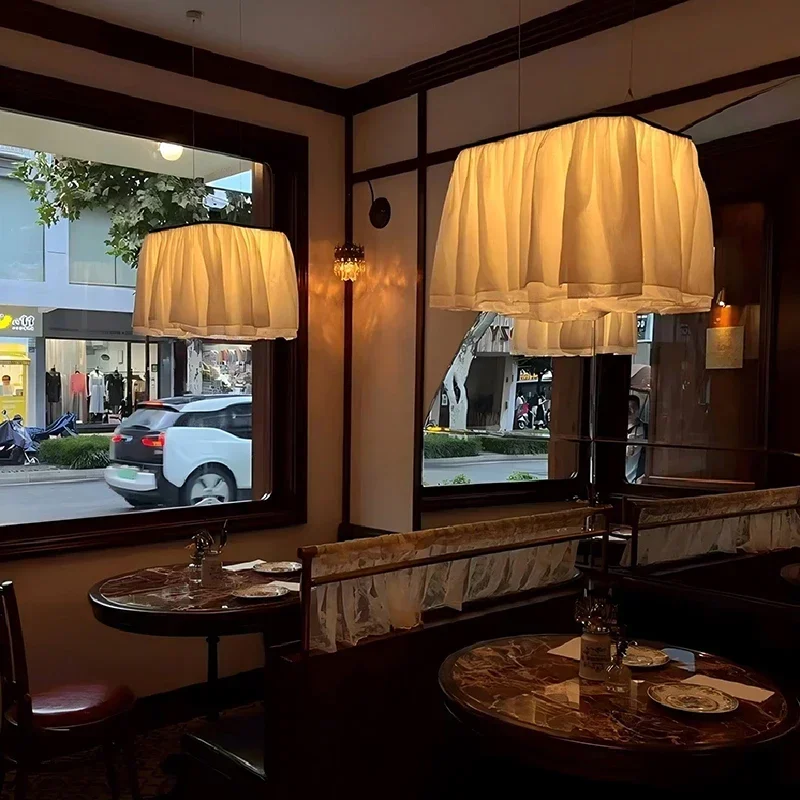 بساطتها وابي سابي الأبيض النسيج قلادة أضواء المعيشة مطعم غرفة نوم ديكور المنزل LED مصباح معلق تركيبات الإضاءة الداخلية