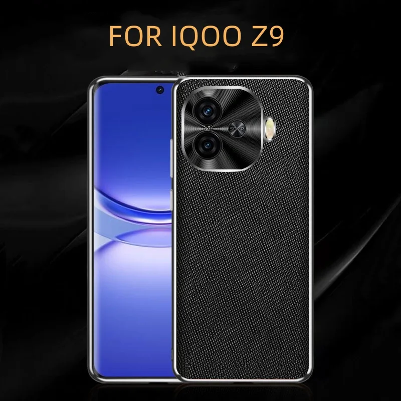 FOR VIVO IQOO Z9 IQOO Z9 Turbo Plus Case Luxury canvas cross pattern back PC cover FOR IQOO Z9 IQOO Z9  Shockproof Bumper Funda